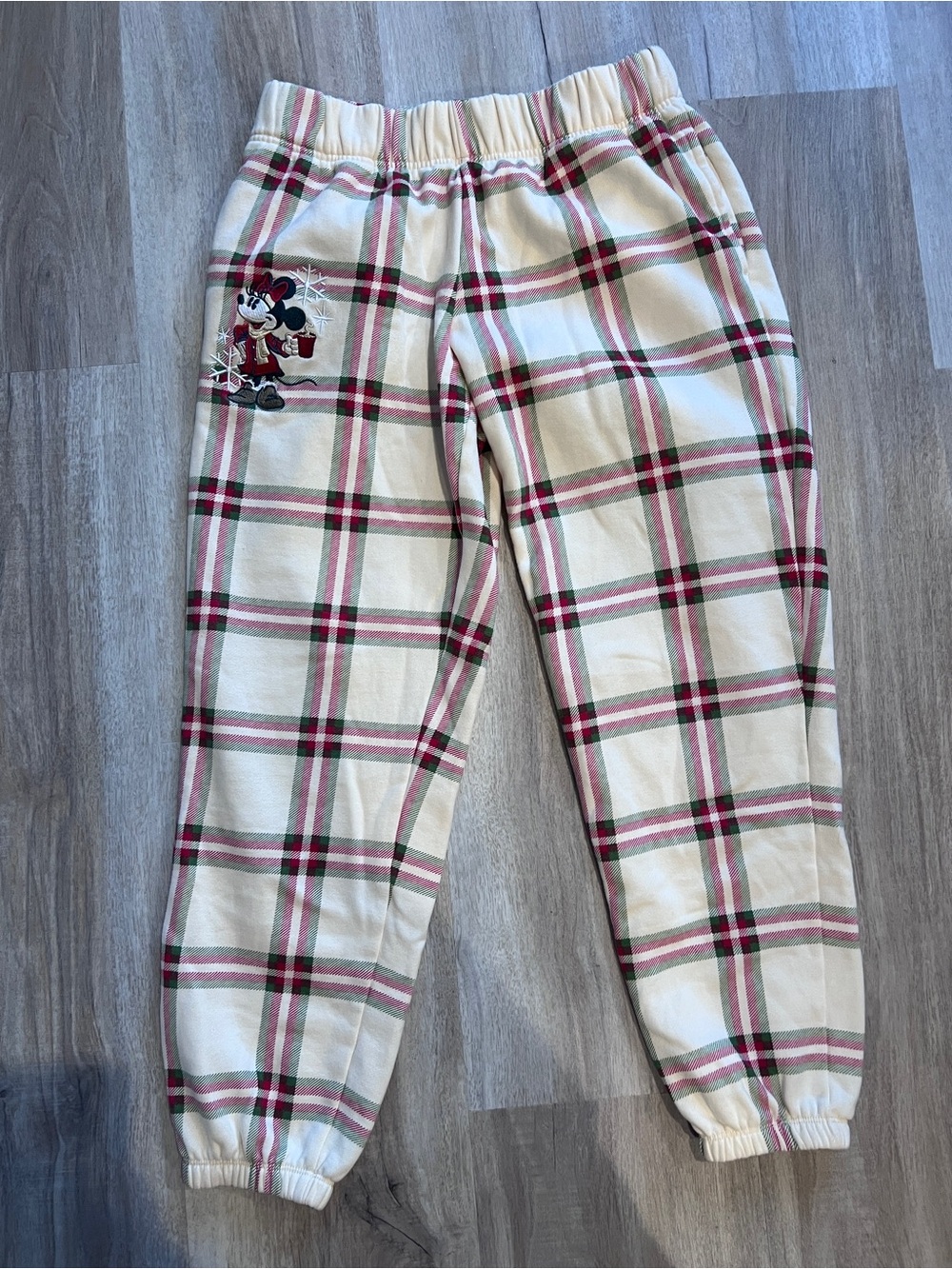 Disney Parks Minnie Mouse Holiday Plaid Fleece Joggers Sweatpants Small
